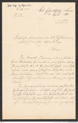 k.k. naturhistorisches Hofmuseum, Intendanzakten 1885-1896 (Hauer), Aktenzahl Z.279.b/1888, Seite 1